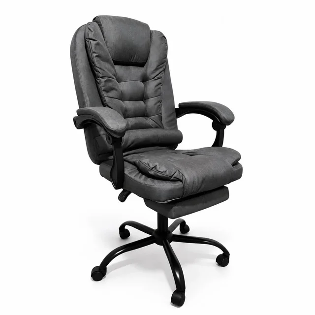 Комп'ютерне крісло із тканини Bonro Comfort з підставкою для ніг сіре (B-363)